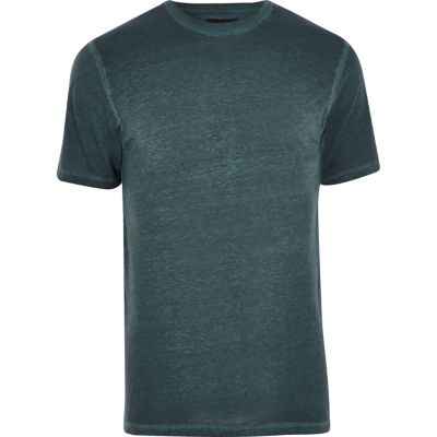 Blue burnout slim fit T-shirt